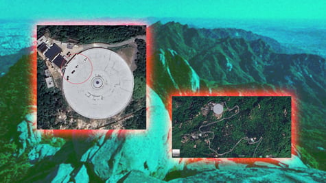 Evidence photos of giant dome UFO sites in the Korean mountains.