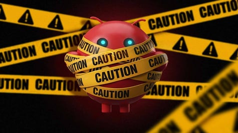 Moltbot wrapped in a yellow tape that says "warning"