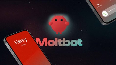 Moltbot logo and a smartphone, the screen suggests Henry is calling