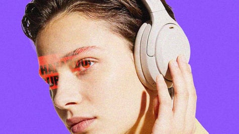 Woman wearing headphones