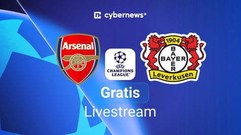 Arsenal vs. Leverkusen, Team Logos, blauer Hintergrund