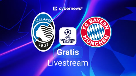 Atalanta vs. FC Bayern, Team Logos, blauer Hintergrund