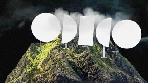 a massive odido logo on the mountain