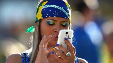 Brazilian woman using smartphone