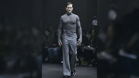 Bryan Johnson walking Paris Fashion Week