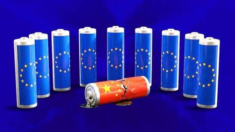 multiple batteries with the eu flag