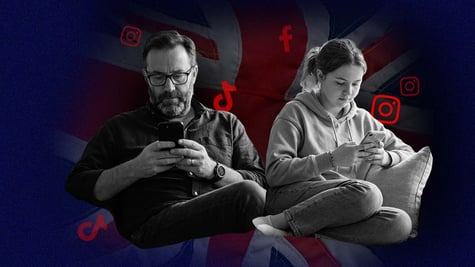 Parent and kid on social media ban in the UK