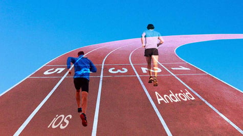 People shown as iOS and Android running track