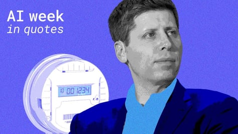 OpenAI CEO Sam Altman and electricity meter, words "AI week in quotes"