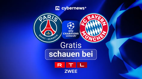 PSG vs. Bayern, Team Logos, Gratis-Stream, RTL Zwee, blau