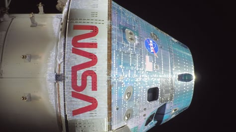 The Artemis II vessel in space.