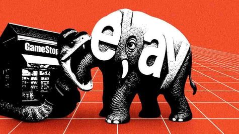 A snake eating an elephant in a corporate logo context.