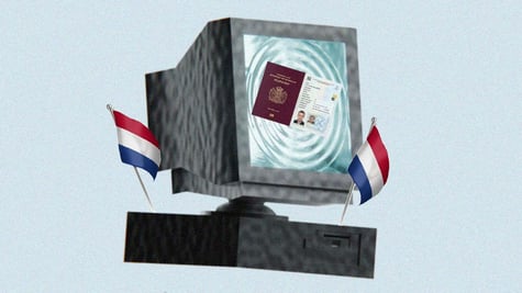 a monitor that has a netherlands id passport on it