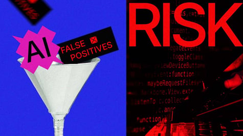 A split-screen of AI and the risks involved.