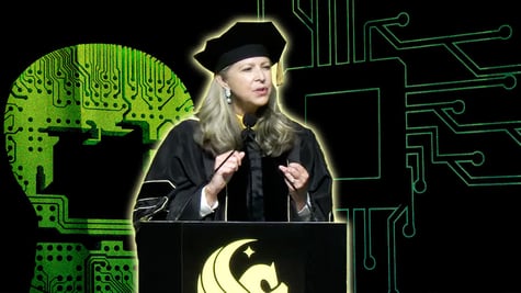 Gloria Caulfield speaks at a graduation ceremony at the University of Central Florida