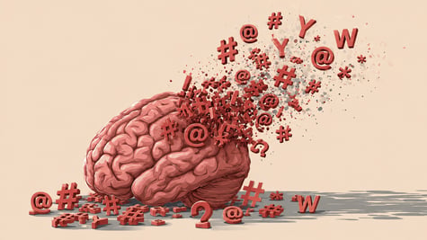 A brain struggling with a password, due to cognitive overload.