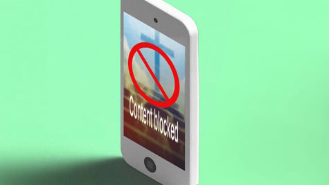 A content blocked disclaimer on a religious filter.