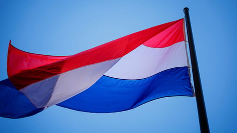 The flag of the Netherlands is waving in the wind on March 06, 2026 in Berlin, Germany