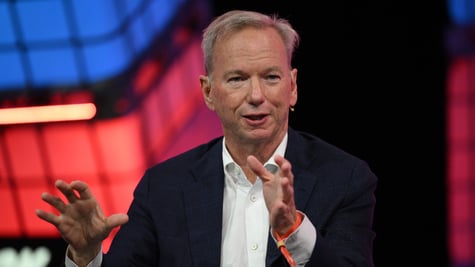 Eric Schmidt, former Google CEO and founder of Schmidt Futures, on stage