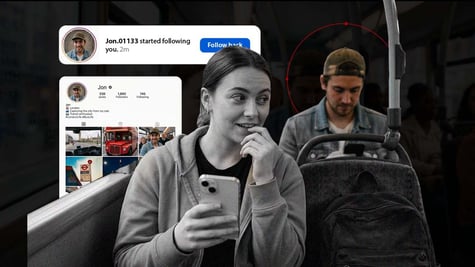 People sitting on the bus with social media profile background