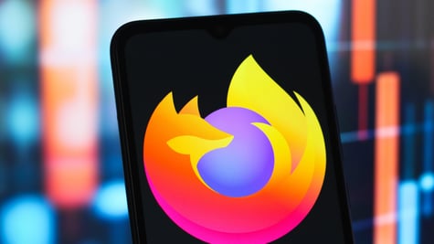 Mozilla Firefox logo on black smartphone screen