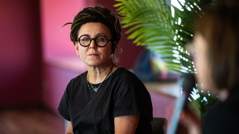 Polish writer and 2018 Nobel Laureate in Literature Olga Tokarczuk during a press conference