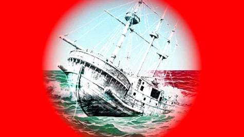 pirate ship that is sinking