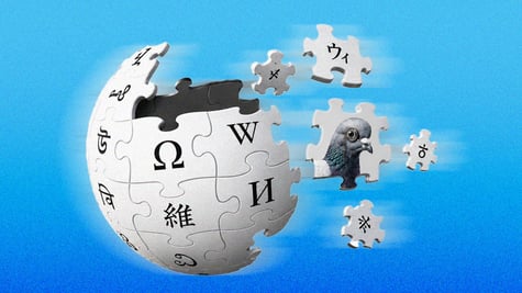 A jigsaw piece globe with a pigeon head piece on the loose.
