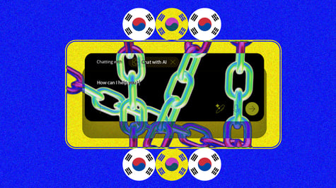 AI chat window wrapped in chains