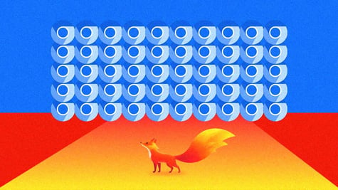 Firefox fox next to Google Chrome logos.