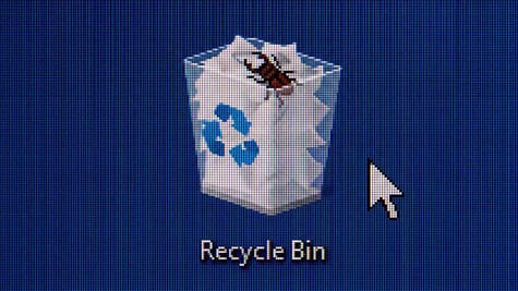 Windows Recycle bin icon with a bug