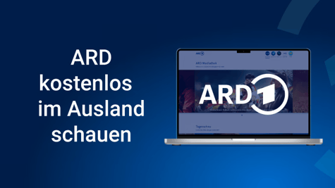 Fernseher mit ARD-Logo, blauer Hintergrund