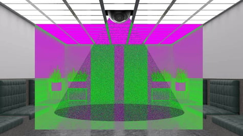 concealed camera visible in the ceiling panel