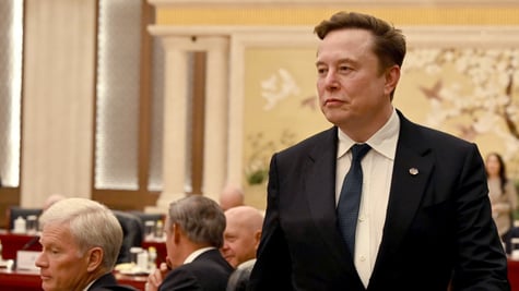 elon musk, black tux, dark blue tie, white collar shirt, fancy environment