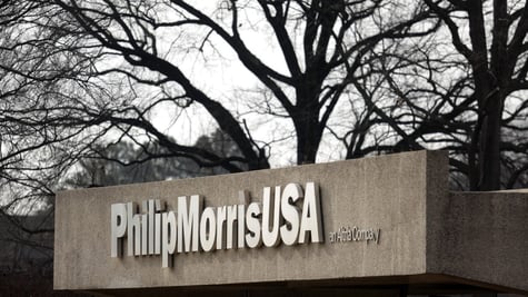 Signage is displayed outside the Phillip Morris USA Inc. production facility in Richmond