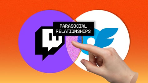Twitch and OnlyFans logos with a parasocial bubble in-between.