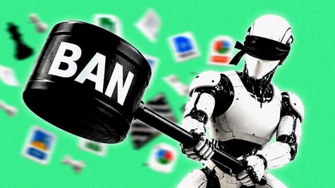 An AI robot with a hammer, moderator.