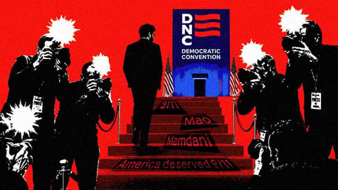A silhouette of Hasan Piker approaching the young Democratic conference.