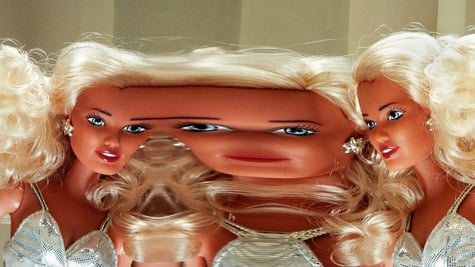 claudia shiffer fashion doll distored mirror