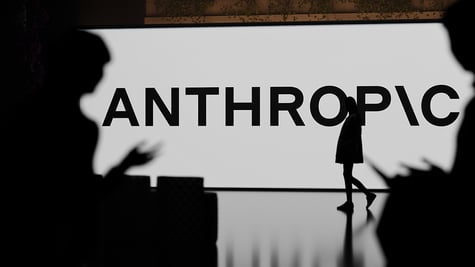 Anthropic logo on the wall screen