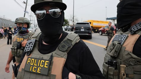 ICE agents with mask glasses