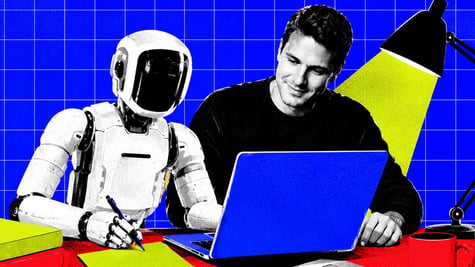 AI helps person with a project on a computer