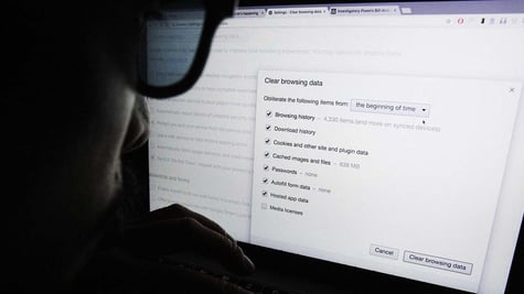 A close-up of a person clearing their browsing history