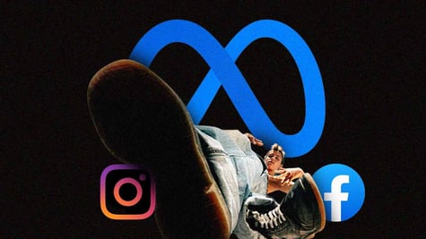 Meta, Instagram and Facebook logo with a teenager