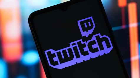 Twitch logo on phone screen