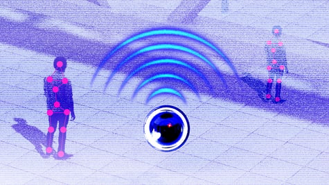 A large WiFi, two people recognized via camera