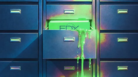 Leaking EDX Solutions logo shown half hidden in a cabinet