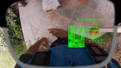 View through Amazon's smart delivery glasses.