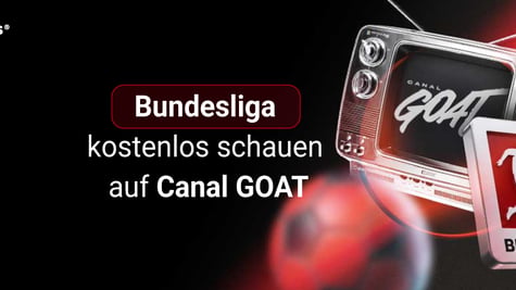 Bundesliga, Canal GOAT, Bildschirm, rot-schwarz