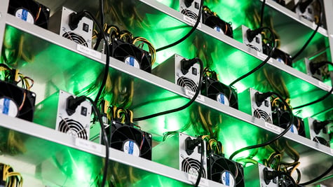 Cryptocurrency mining rigs composed of Antminer S9 ASIC machines